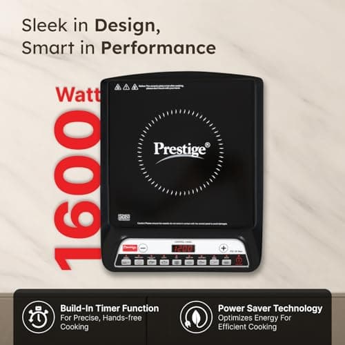 Prestige Pic 20 Neo Induction Cooktop 1600W|Indian Menu Options| Automatic Voltage Regulator| Timer With User Pre-Set, Manual, Black 3