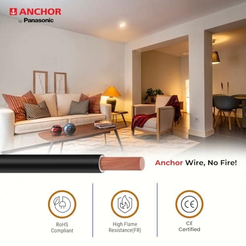 Anchor by Panasonic 1.5 mm COPAPro FR Electrical Wire, 90 Meter Fire Resistant Single Core PVC insulated Pure Copper Wire, Anti Rodent Anti Termite Flexible Wire for Connections (BLACK, 96139BK) 3