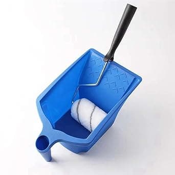 Convenient Construction Paint Roller Set: 2-Piece Blue Plastic Tray & Brush Holder for Effortless Painting