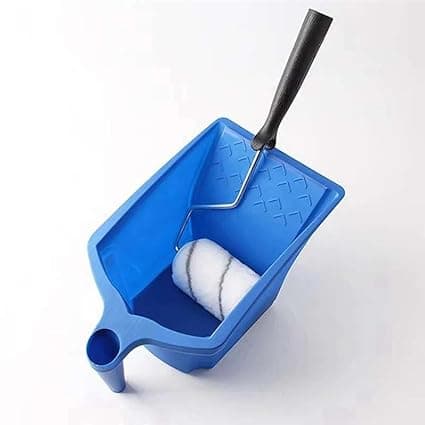Convenient Construction Paint Roller Set: 2-Piece Blue Plastic Tray & Brush Holder for Effortless Painting