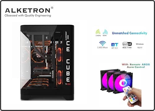 ALKETRON Icecube T100 - Gaming Desktop pc - i5 Core 14th Gen with UHD730 Integrated Graphics(Ready to use DDR5 CPU Tower Box Piece - Upgrade Plus Edition) 4