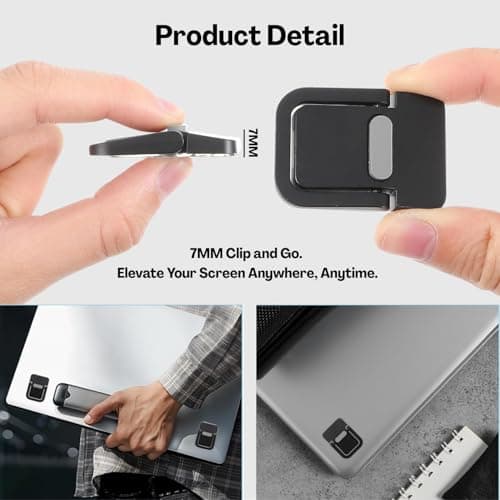 Flavizo 2PCS Portable Mini Laptop Stand – Adjustable Alloy Keyboard Riser with Rubber Feet and Non-Slip Pads, Lightweight Holder for Desk (Black) 3