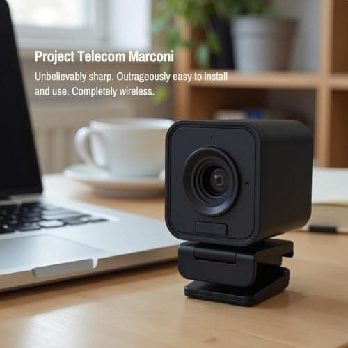 Project Telecom Marconi | Wireless HD 1080p Webcam | 2MP | USB | PC | Laptop | Streaming | Built in Mic | Video Conference Calling | Webinars | Gaming | Compatible with Ecamm Live 4