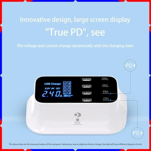 Multi-Port USB Charger 4USB+2TYPE-C+2PD Charging Station hub Digital Display 2