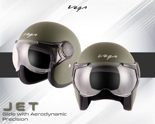 Vega Jet W/Visor Dull Army Green Helmet-M 3
