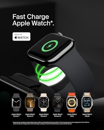 Belkin Magsafe Charger Compatible 3-in-1 Magnetic Charging Travel Pad 15W-Boostcharge Pro Foldable Qi2-Certified Wireless Charger, for iPhone 16 Series,Apple Watch,Airpods,Black 4