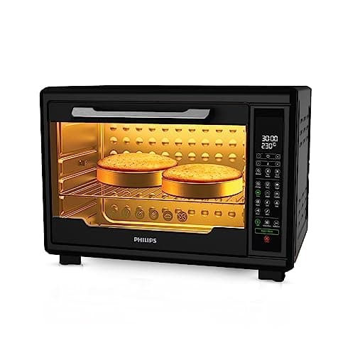Philips HD6977/00 55 Litre Digital Oven Toaster Grill, 2000W, with Opti Temp Technology, Temperature control, Convection Mode, Chamber light and 11 preset menus, Inner Lamp