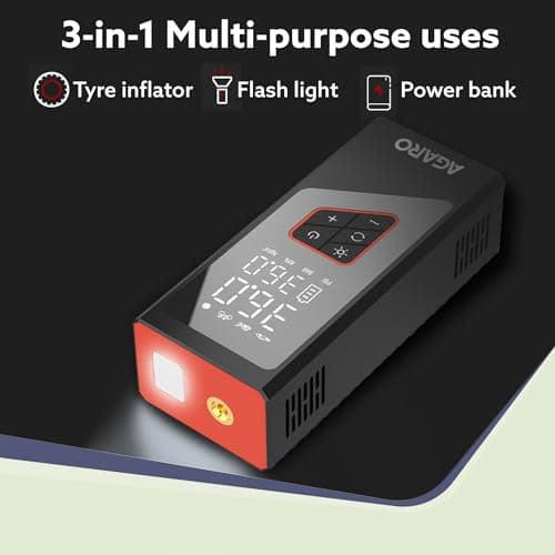 AGARO Regency Cordless Tyre Inflator, Rechargeable, 6000 mAh (3 * 2000) Batteries, Up to 150 PSI Air Pump for Car, Bike, Foot Balls, Inflatables, Portable Air Compressor, Power Bank, Multipurpose Use 2