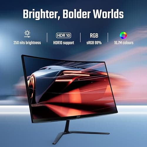 Acer Nitro ED270 X0 27 inch Full HD 1920×1080 VA Curved Gaming Monitor | 200 Hz Refresh | 1 ms VRB | AMD FreeSync Premium | HDR10, sRGB 99% | ZeroFrame | Tilt Adjust | HDMI & DisplayPorts | Black 2