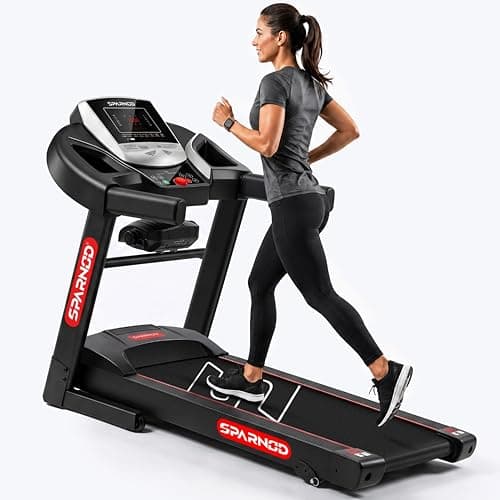Sparnod Fitness STH-1200MF Multifunction Foldable Treadmill for Home Use, 4 HP Peak DC Motor, Built-in Massager, 12 Preset Programs, LED Display, 12 km/h Speed, Manual Incline, 110 kg User Capacity