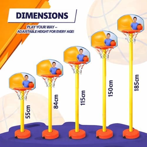 Basketball for Kids Set with Adjustable Height Stand, Basketball Hoop Toy for Kids, Indoor Outdoor Sports Game, Boys Girls Activity Play Set 3