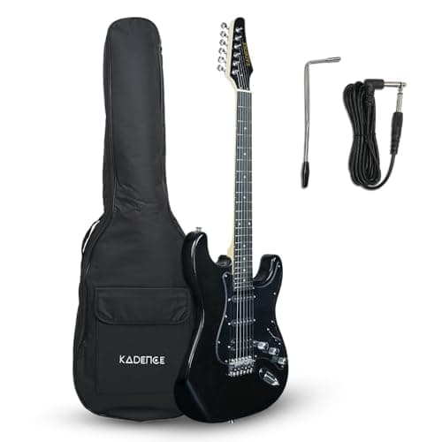 Kadence EGBLK Astroman 39” Electric Guitar | SG Style | Solid Paulownia Wood | S S H Pickup Setup | Gig Bag + Cable | Black