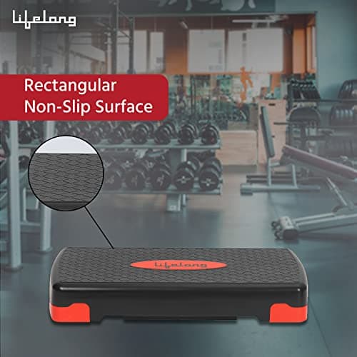 Lifelong Polypropylene Adjustable Home Gym Exercise Fitness Stepper for Exercise Aerobics Stepper with 3 Height Adjustments| Max Weight 200kg (Black & Red) 5