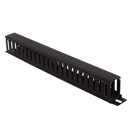 1U 22 Slot Rack Mount Horizontal Cable Manager Duct Raceway/Wiring Channels/Cable Tray PVC FRLS Type Standard Slot with Cover & Screws for 19" Rack (1 pcs Pack, Black)