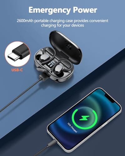 Ear Buds Wireless Bluetooth Earbuds Sport 2026 New Bluetooth 5.3 Headphones with LED Display 128H Playtime Powerful Bass Over Ear Earphones with Earhooks IP7 Waterproof for Gym/Running/Workout 3
