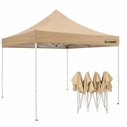 THE SUMMER 10X10 feet Heavy Duty Pop Up Foldable Canopy Tent with 4 Side Open, Gazebo Tent for Outdoor Garden,Event, Picnic, Lawn, Terrace & Promotional (22 Kg, Beige)