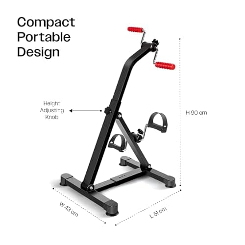 Sparnod Fitness SMB-275 Arm & Leg Mini Exercise Bike, Manual Pedal Rehabilitation Exerciser, Adjustable Resistance, Compact Design with Non-Slip Pedals, Steel Frame, 120kg Capacity 4