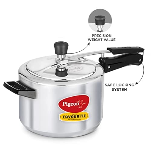 Pigeon by Stovekraft 5 Litre Favourite Aluminium Inner Lid Induction Base Pressure Cooker (Silver) BIS Certified 4