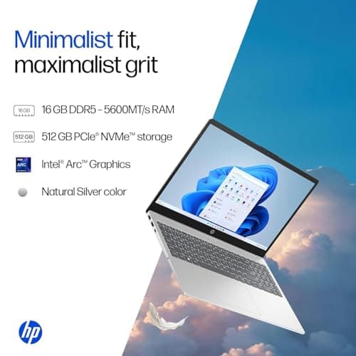 HP 15 Smartchoice, Intel Core Ultra 5 125H, 12 Tops (16GB DDR5, 512GB SSD) FHD, IPS, 15.6''/39.6cm, Win11, M365(1yr)* Office24, Silver, 1.65kg, fd1254TU, FHD Camera w/Shutter, AI Powered Laptop 4