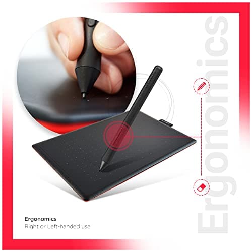 Wacom One by CTL-672/K0-CX Medium 8.5-inch x 5.3-inch Graphic Tablet (Red and Black) 5