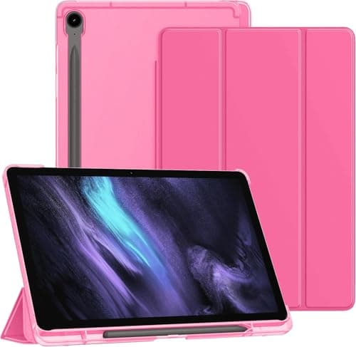 MOCA Case for Samsung Galaxy Tab S10 Plus / S9 Plus 12.4-Inch, Translucent Back Tri-Fold Stand Cover, Supports S Pen Charging, Auto Wake/Sleep, Protective PU + PC Tablet Case (Watermelon)