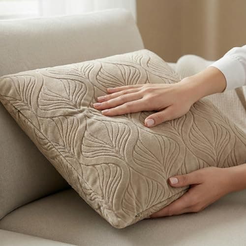 Yellow Weaves Jacquard Cushion Covers | Sofa Cushion Covers | Throw Pillow Cover for Sofa, Couch, Living Room| Removable & Washable | 16x16 Inches, Set of 3 (Beige) 3