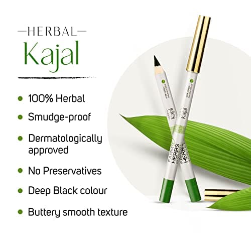 Farmherbs 100% Herbal All Natural Kajal Pencil For Adults - Premium Olive Wax Based Certified Lead-Free, Irritation-Free, Synthetic Chemical-Free, Smudgeproof Pack Of 1, Deep Black, Glossy Finish 3