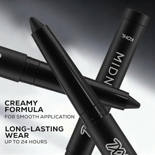 RENEE Midnight XXL Kajal | Black Kohl Pencil with Built-in Sharpener | Waterproof, Smudge-proof, 24Hr Long-Lasting | Ultra-Rich Pigment, Smooth Glide | 1.5g 4