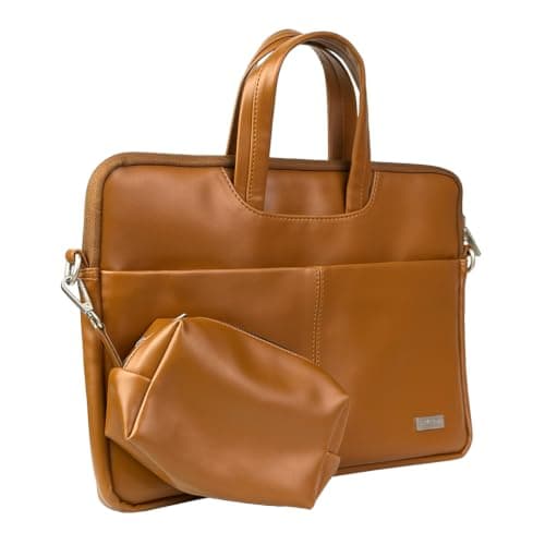 Spacething Helios Leather Laptop Bag, Tan Brown, 13-14 Inch,15-16 Inch with Charging Pouch, Zip Closure (Tan Brown, 13-14 Inches) 4