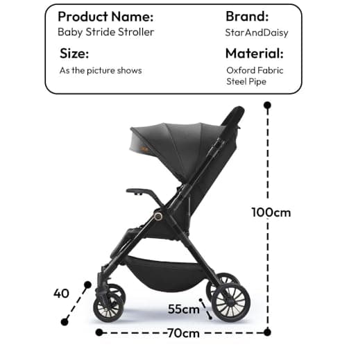 StarAndDaisy Stroller for Baby Boy Girl 0 to 5 Years/Foldable Baby Stroller Light Weight with Multi-Level Seat Recline, 5 Point Safety Belt, & Canopy Pram for Kid (Black) 2
