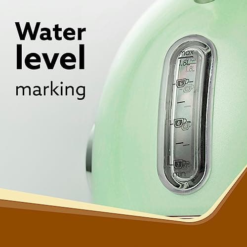 AGARO Regency Vintage Kettle 1.8L with Temperature Gauge, Hot Water Boiler & Tea Heater with Curved Handle, Visible Water Level Line, Led Light, Auto Shut-Off&Boil-Dry Protection,Green 5