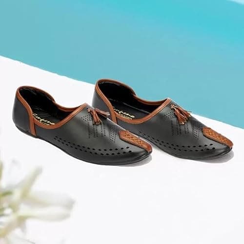 FAXIAN Men's Black Synthetic Slip_On Trendy/Lightweight & Ethnic Mojaris 06 (UK/India) (2016) 4