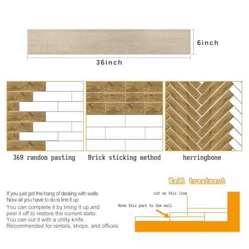Kayra Decor PVC Flooring Sheets for Floor – Durable Peel & Stick Wooden Design PVC Floor Planks, DIY Carpet Tiles for Flooring – 36 Planks, 54 Square feet (Light Brown) 4