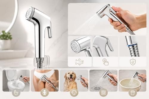 HOMEXA Health Faucet Jet Spray for Toilet & Bathroom | Chrome Bidet Sprayer Gun with 1.2m Stainless Steel Hose Pipe | ABS Body | Anti-Drip Nozzle | Easy Install (Pack of 1 (Only Gun)) 3