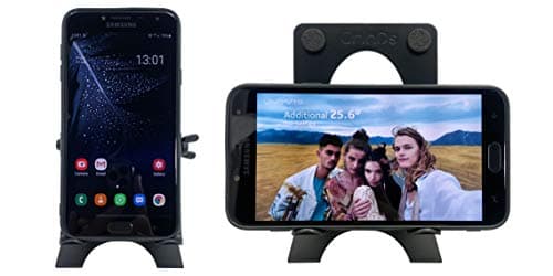 Crinds ® Pure Metal Tabletop Heavy Sturdy Adjustable Mobile Cell Phone Stand Holder for Table Desk with Big Back Support to Hold Upto 10inches of iPhone, iPad, Smartphones, Tablets, Kindle (Black) 2
