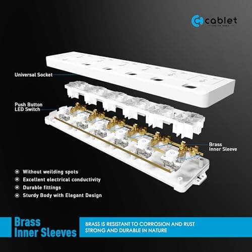 Cablet Extension Board 2500W 10A | 6 Universal Multi Plug Socket with Individual Switches | 4.5 Meter Heavy Duty Cord | LED Indicator, Power Strip & Spike Guard for Home & Office Use 3