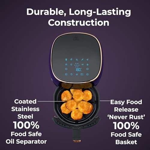 Pigeon Healthifry Plus Digital Air Fryer, 360° High Speed Air Circulation Technology 1400 W with Non-Stick 4.2 L Basket - Purple 6