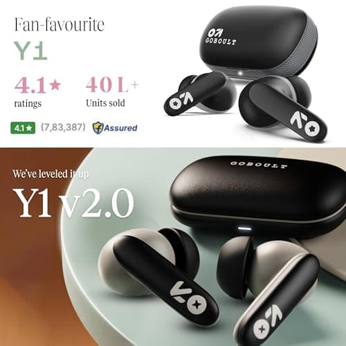 GOBOULT Y1 v2.0 Ear Buds Wireless with 60H Playtime, Zen Quad Mic ENC, 45ms Low Latency, Touch Control, Dual Device Pairing, Bluetooth 6.0, 13mm Bass Driver Earbud TWS Wireless Earphone (Black Onyx) 3