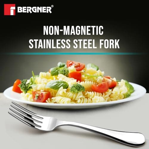 Bergner BE Essentials Baguette Stainless Steel 6 Pcs Dinner Fork Set, 19cm Long Fork, Non-Magnetic Steel Premium Forks for Home and Kitchen, Easy to Clean, Modern Aesthetics, 1.6mm Thickness - Silver 4