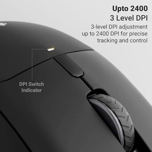 ZEBRONICS Rechargeable Wireless Mouse, Dual Mode 2.4GHz + BT, Upto 2400 DPI, 6 Buttons, USB Nano Receiver, Type-C, Silent Operation, Ergonomic Design (Blanc 100, Black) 3