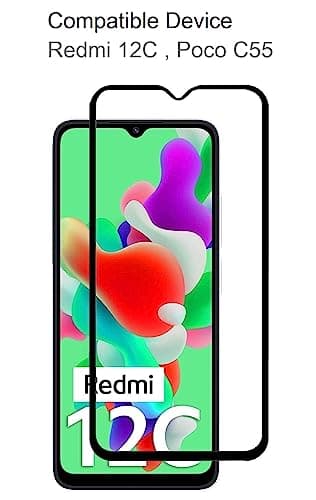 JGD PRODUCTS for Redmi 12C, Poco C55 (2023) Tempered glass with Full Edge Protection and Easy Installation Kit 2
