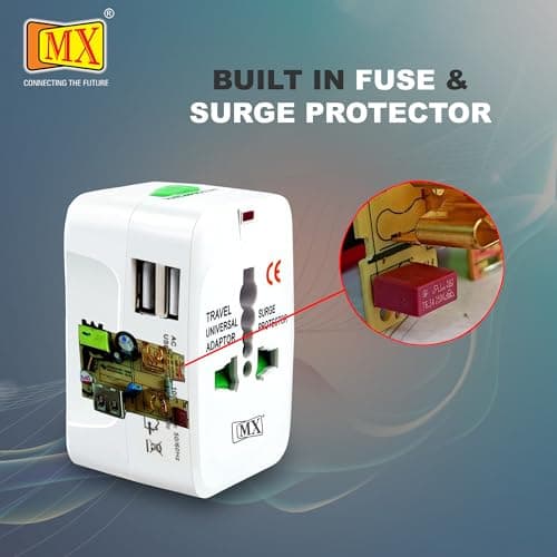 MX Universal Travel Adapter with USB Port All in one International Travel Adapter 150 Countries with LED Universal Socket Compatible in UK Europe USA China Japan & Thailand International Adapter 4