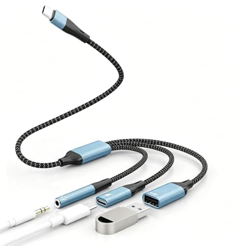 Verilux® 3 in 1 Type C to C Splitter for Charging, Type C to USB OTG Adapter with USB A/C/3.5mm Headphone Port for iPhone 17/16/15, Galaxy S26/S25/S24, Flash Drive, Keyboard, Mouse