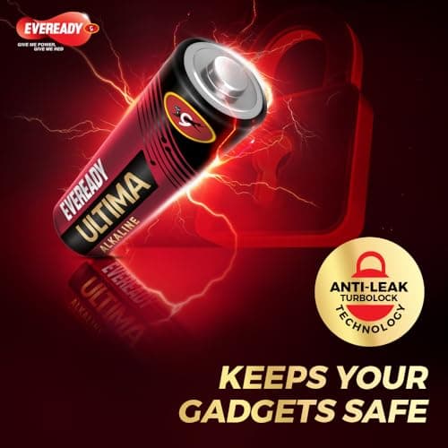 Eveready Ultima Alkaline AAA Battery, 400% Longer Lasting, Anti-Leak Turbolock Technology, Eco-Friendly Batteries for High-Drain Devices Household Devices & Toys, Pack of 4 3