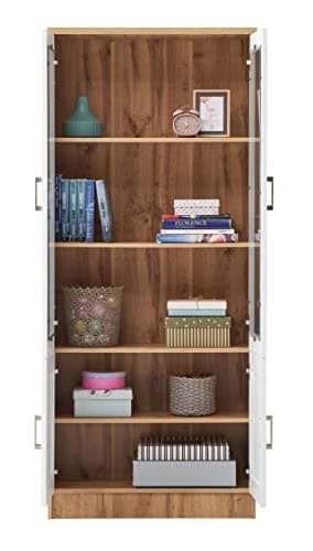 DeckUp Plank Versa Engineered Wood Book Shelf and Display Unit (Wotan Oak and White, Matte Finish) 3