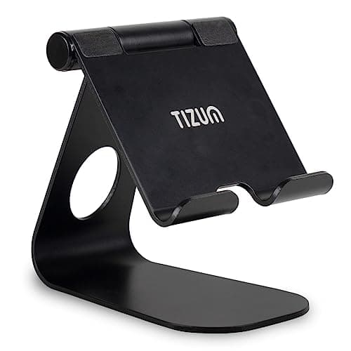 Tizum Aircase Mobile Stand, Tablet & Mobile Holder, Mobile Holding Stand, Premium Rust-Free Metal Body, Multipurpose Foldable & Anti-Skid Design, 180° View, Charger-Friendly, Widely Comaptible-Black