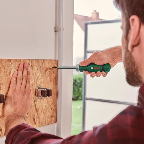 BOSCH Ratchet Screwdriver | Smooth Ratchet Mechanism for Continuous Rotation | 12 Interchangeable Bits in Magazine | Ergonomic Non-Slip Handle for Comfort | Quick Bit Storage for Easy Access 3