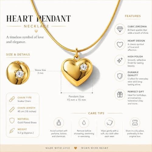 MIAMI Jewellery Gold Heart Necklace for Woman Stainless Steel Adjustable Chain Pendant Necklace Stylish Locket Necklace Set Anti Tarnish Waterproof Anti Rust Valentine Gifts for Women Girlfriend -235 3