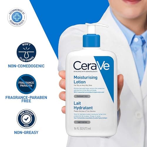 CeraVe Moisturizing Lotion For Normal to Dry Skin (473ml) - Formulated With 3 Essential Ceramides And Hyaluronic Acid | Non-Comedogenic, Oil Free And Fragrance-Free Body Lotion 4