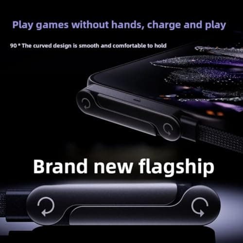 65W USB Type-A to Type-C Fast Charging Cable with Foldable Phone Stand, 1.5M Nylon Braided Data Cable, Adjustable Alloy Stand, Fast Charge & Data Sync Cable for All Android Devices. 5